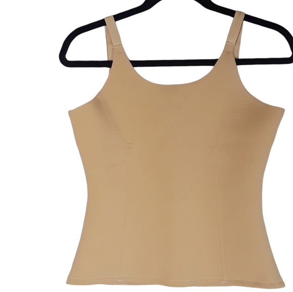 UNIQUE LINGERIE Corset Back Nude Tan Color Body Shaper Tank Top XXL - Picture 2 of 7